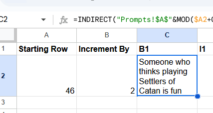 A Screenshot showing the highlighted cell in Google Sheets that we will be dragging to auto-complete more columns and rows.